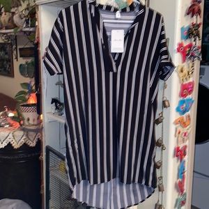 Tunic striped long top XL Black and white